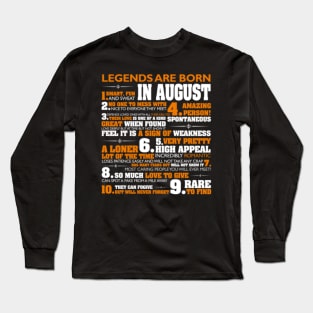 Legends are born in August T Shirt Cancer Pride Birthday Long Sleeve T-Shirt